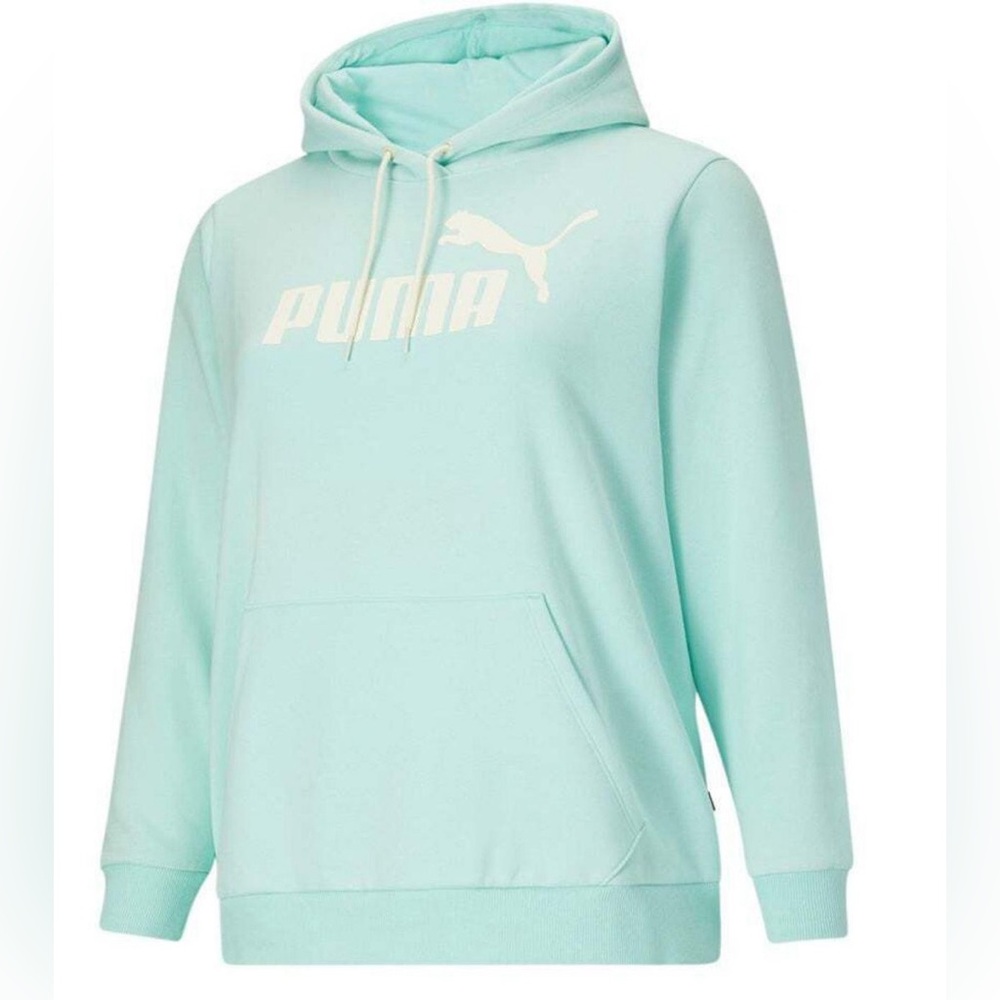 Puma Essentials Logo Pullover Hoodie in light blue